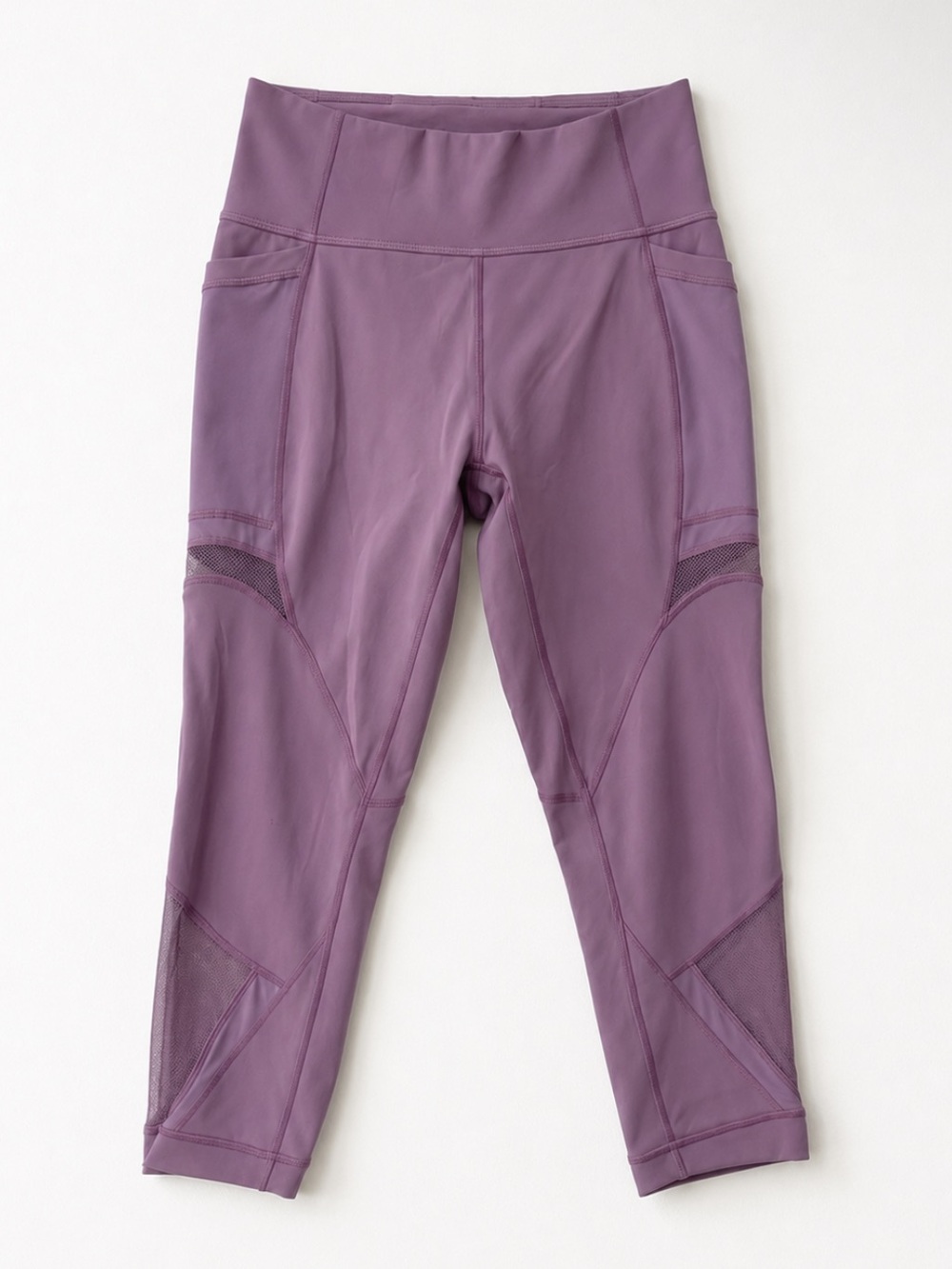 Lululemon Mauve Mesh Detail High-Rise Crop Leggings Size 8